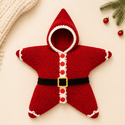 Red Santa Star baby Christmas outfit flat lay